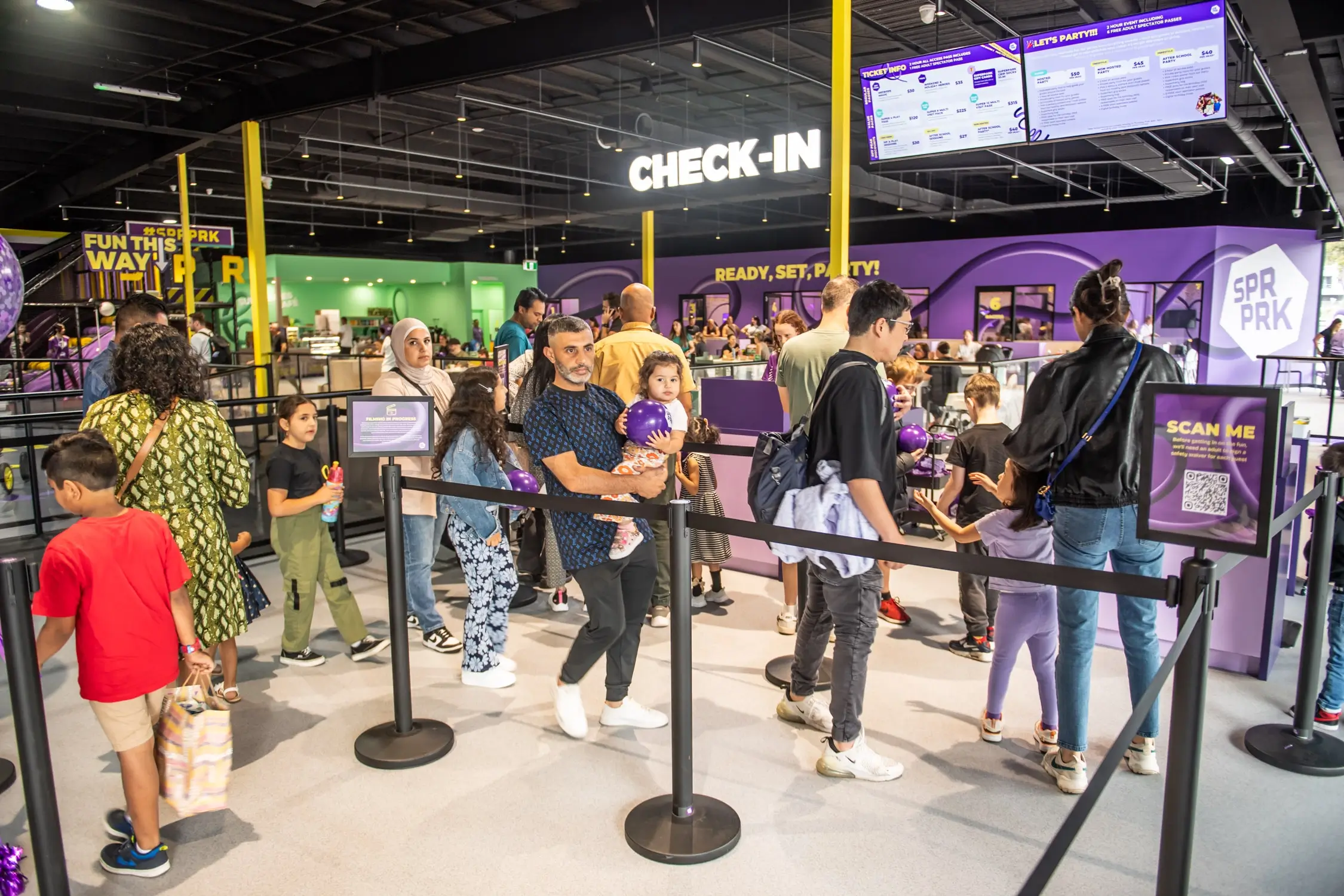 Families ready to play in school holidays at SuperPark Melbourne